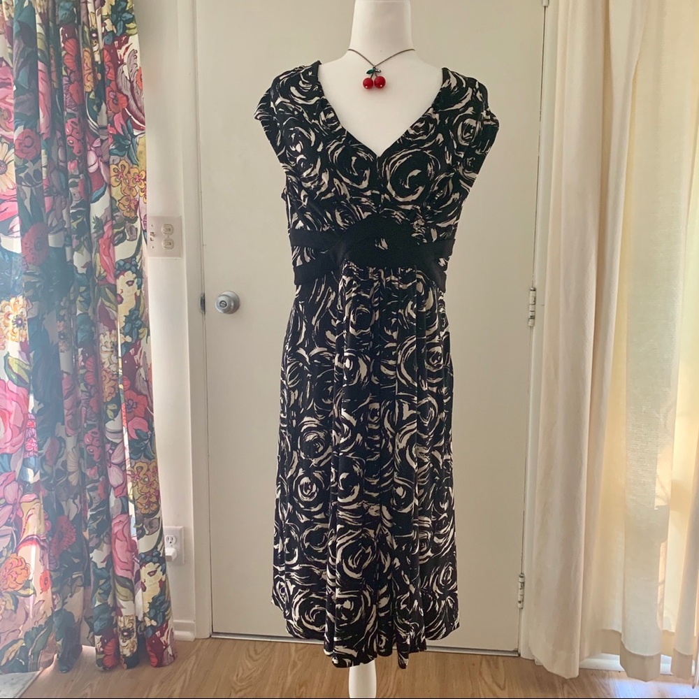 Evan Picone Black/White Swirly Dress